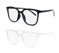 Mesybveo 2 Pacco Occhiali da Lettura, Filtro Anti Luce Blu, per Computer Anti-Fatica, con Telaio Grande, Occhiali da Riposo con Visione Chiara, Leggero, per Donna, Uomo
