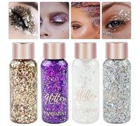 Mesybveo 4 Pezzi Glitter Body Gel, Brillantini Make Up, Glitterato Viso, Corpo, Sparkle Con Lustrini, Chunky Gel per Capelli, Unghie, Occhi