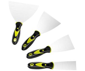 Mesybveo 4 Pezzi Spatole, Spatole per Stucco in Acciaio Inossidabile, Spatola per Stucco con Manico in Plastica con Foro per Appendere, per Rimuovere Carta da Parati e Riparare Pareti