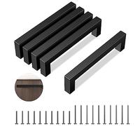 Mesybveo 5 Pezzi Maniglie per Mobili in Acciaio Inossidabile Nero, Maniglie per Armadio Distanza fori 120mm, Maniglie per Mobili da Cucina con 20 Viti, Maniglie per Cassetti, Armadi, Mobiletti, Mobi