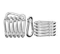 Mesybveo Set di 12 Moschettoni, Moschettone a molla in acciaio inox 304, primavera chiusa 60 * 30 * 5.9MM, Portante sicuro 140 kg, Moschettone per amache, campeggio, pesca, tende da sole(argento)