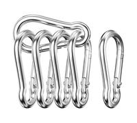 Mesybveo Set di 6 Moschettoni, Moschettone a molla in acciaio inox 304, primavera chiusa 60 * 30 * 5.9MM, Portante sicuro 140 kg, Moschettone per amache, campeggio, pesca, tende da sole(argento)