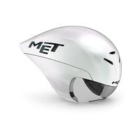MET Drone Wide Body Aero Time Trial Triathlon Casco Ciclismo, Bianco Lucido Iridescente, Taglia 54-58cm