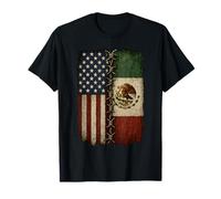 Metà americana metà messicana USA Messico bandiera muro incrinato Maglietta