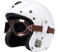 metà Aperto Faccia Casco del Motociclo, Casco Moto Pelle d'Epoca con Occhialoni, Casco Jet Vintage Certificazione ECE L'anti-collisione Protegge la Sicurezza Stradale degli utenti
