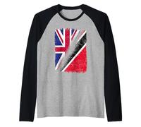 Metà bandiera britannica Trinidad Trinidad Inghilterra Heritage Maglia con Maniche Raglan