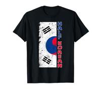 Metà Corea Corea Del Sud Bandiera Identità Grunge Patrimonio Coreano Maglietta