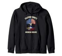 metà Filippino metà Americano USA Bandiera Filippina Americana Felpa con Cappuccio