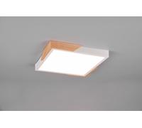 META PLAFONIERA LED 20W 2400lm, 3000K QUADRATA BORDO BIANCO E LEGNO NATURALE CON FUNZIONE DI REGOLAZIONE INTENSITA' CON NORMALE INTERRUTTORE A PARETE 31,5CM X 31,5CM
