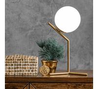 Metà Secolo Design Lampada da Tavolo Globo Paralume Ottone Decorativo Top Luce