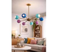 Metà Secolo Moderno Sputnik Lampadario - Multicolore 8 a Bulbo Oculare Paralume
