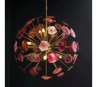Metà Secolo Rosa Agata Pietra Riccio Sputnik Lampadario Moderno Naturale