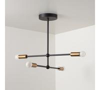 Metà Secolo Soffitto Luce 4 Sputnik Ottone Lampadario Decorazione Icona