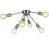 Metà Secolo Stile Nickel Finitura Soffitto Montaggio a Filo Luci Armatura 6 Arms