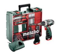 Metabo 10.8 Volt trapano avvitatore a batteria Power Maxx BS Basic per officina mobile + Set di 64 pezzi di set, 1 pezzi, 600080880