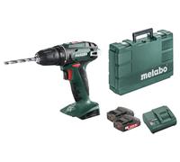 Metabo 602207550 BS18 - Trapano avvitatore + 2 batterie 18 V 1,5 Ah agli ioni di litio + valigetta per il trasporto