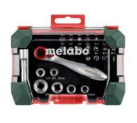 METABO 626701000 Set chiavi a bussola | Robusto set di attrezzi con 18 punte S 2 codificate a colori, 6 chiavi a bussola, prolunga e cricchetto