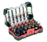 Metabo 626710000 - Set di punte, 29 pezzi | Assortimento di punte in acciaio S2 resistente, include punte da 25 mm e 50 mm, adattatore e portapunte magnetico per