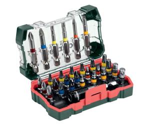 Metabo 626710000 - Set di punte, 29 pezzi | Assortimento di punte in acciaio S2 resistente, include punte da 25 mm e 50 mm, adattatore e portapunte magnetico per