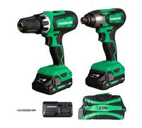 Metabo HPT KC18DFX - Kit combinato con trapano a percussione multiVolt da 18 V, senza fili, batterie agli ioni di litio da 2 a 2,0 Ah con indicatore del carburante, garanzia a vita
