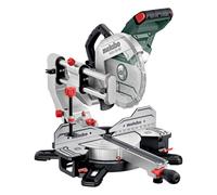 metabo Sega KGSV 254 MC - 1450 W, lama per sega da 254 mm, con funzione di trazione, linea di taglio LED, velocità variabile, inclinabile su entrambi i lati, compatta, taglio preciso, aspirazione