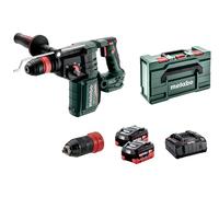 metabo Martello combinato a batteria KH 18 LTX BL 28 Q - 18 V, 3 J di energia d’impatto, 4.470 colpi/min - Aspirazione polvere, SDS-Plus, senza spazzole - 2 batterie, caricabatterie e metaBOX 165 L