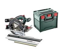 metabo Sega circolare a batteria KS 18 LTX 57 Set - 18 V, profondità di taglio 57 mm - piastra in alluminio - tagli precisi - Freno di scarico rapido, inserto universale per cantiere - Con metaBOX e