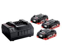 Metabo set base 3 x LiHD 4,0 Ah - 685132000 - Set di batterie per una ricarica efficiente e rapida - Include batterie da 18 V e caricatore