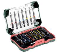 Metabo set di bit SP 56 pezzi (626702000) - Bit in acciaio S2 al cromo-vanadio, codificati a colori, con portainserti magnetico a cambio rapido, custodia robusta