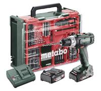 Metabo Set di trapani/avvitatori a batteria 2x 18V Li-power, 450-1800 giri/min, 2 batterie da 2,0 ah e caricabatterie, mandrino autoserrante, luce di