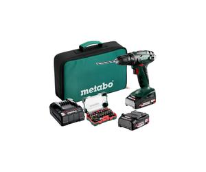 Metabo Trapano-avvitatore a batteria BS 18 Set (602207930) con box inserti SP (32 pezzi); Borsa porta attrezzi; 18V 2x2Ah Li-Power + SC 30 Quantità:1