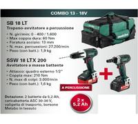 Metabo TRAPANO AVVITATORE A SB 18 LT + AVVITATORE A MASSA BATTENTE SSW18LTX200