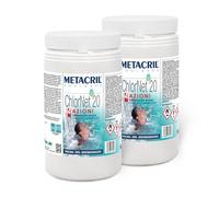 Metacril Chlor Net 20 4 Azioni, Cloro Multiazione in Past. da 20gr-(1+1)2Kg | Cloro Multifunzione, a lenta dissoluzione per il Trattamento acqua di Piscina e Spa Idromassaggio