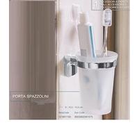 METAFORM - MOVIN' PORTA SPAZZOLINI IN OTTONE CROMATO E VETRO SATINATO
