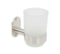 Metaform - Porta spazzolini da parete Spazzolato in Acciaio Inox e vetro Mod....