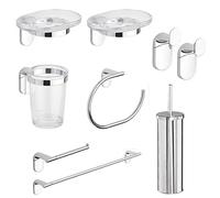 KIT COMPLETO ACCESSORI BAGNO 8 PEZZI ZERO METAFORM CROMATO E ABS
