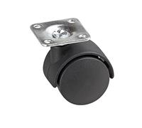 Metafranc 800100 Rotella Doppia Ø 40 mm, 38 x 38 mm, in plastica, Cuscinetto a strisciamento, Nero