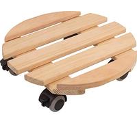 Metafranc 825220 - Carrello per Piante, Diametro 300 mm, Portata 60 kg, in Legno di Pino Naturale, Ruote in TPE con 4 Fermi/Rullo per Fiori/Supporto per Il Trasporto di Piante