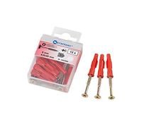 Metafranc Assortimento, 24 Pezzi, per Materiali da Costruzione Completi e Cave, universali, espansione, cavità, tasselli Viti, Set di Fissaggio 952900, Rosso, Ø 6 mm