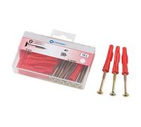 Metafranc Assortimento, 30 Pezzi, per Materiali da Costruzione Completi e Cave, universali, espansione, cavità, tasselli Viti, Set di Fissaggio 952800, Rosso, Ø 8 mm