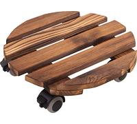 Metafranc Carrello portavasi Ø 300 mm - 60 kg - Piastra di Pino - Look Vintage - Ruote in TPE con 4 bloccanti/Rullo per Interni/Rullo per Fiori/Supporto per Il Trasporto per Piante / 825210