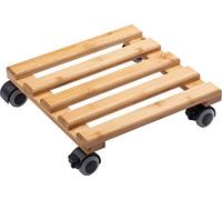 Metafranc Carrello portavasi 300 x 300 mm - 60 kg - Piano in bambù - Effetto Legno Naturale - Rotelle in TPE con 4 bloccanti/Rullo per Fiori/Supporto per Il Trasporto per Piante / 825340