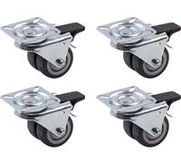 Metafranc Rotelle Doppie Ø 50 mm, 4 Pezzi, Piastra da 60 x 60 mm, TPR, Cuscinetti a Sfera, Portata 70 kg, Ideali per Oggetti Spiaggia, carichi Pesanti, Ruote per mobili, 804660, Grigio