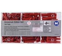 Metafranc Set universali, 180 Pezzi, Ø 5/6/8 mm, Made in Germany, per fissaggi in Materiali da Costruzione pieni e Cavi, Multiuso, tasselli di espansione, Tre Ali, 952250, Rosso