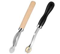 Metagio, 2 pezzi ruota di tracciamento per tracciare i punti con manico in legno, rotella di tracciamento, rotella di marcatura, rotella di taglio, rotella per bordi in pelle