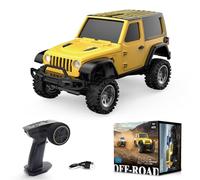 MetaHrystynx 1/36 RC Crawler, 4x4 RC Truck Off Road Car, 2.4G 4WD Full Proporzionale All Terrain Climbing Off-Road Vehicle con luci a LED, lunga durata della batteria (versione RTR/giallo)