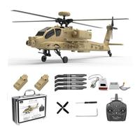 MetaHrystynx YU Xiang F11-N AH64 Apache RC elicottero, scala 1/32 2.4G 6CH doppio rotore 6G/3D RC elicottero con flusso ottico di altitudine Hold e One Click Discent, aereo per principianti (versione