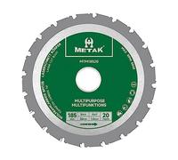 METAK HM - Lama per sega circolare multifunzione, 185 x 30 mm, per legno, metallo, alluminio, lama multiuso 185 mm, 20 denti per acciaio, anello di riduzione da 30 mm incluso