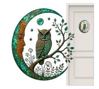 Metal Art Wall Decor - Indoor Cresent Owl Tree Cutout Rustic Handicraft