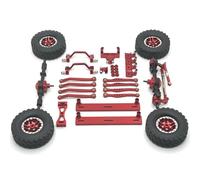 Metal Axle Link Rod Set per 1/16 C64 C64-1 RC Car - Front & Rear Chassis Pull Rod Mount con Side Pedal Tire Compatible Replacement Parts(Red)